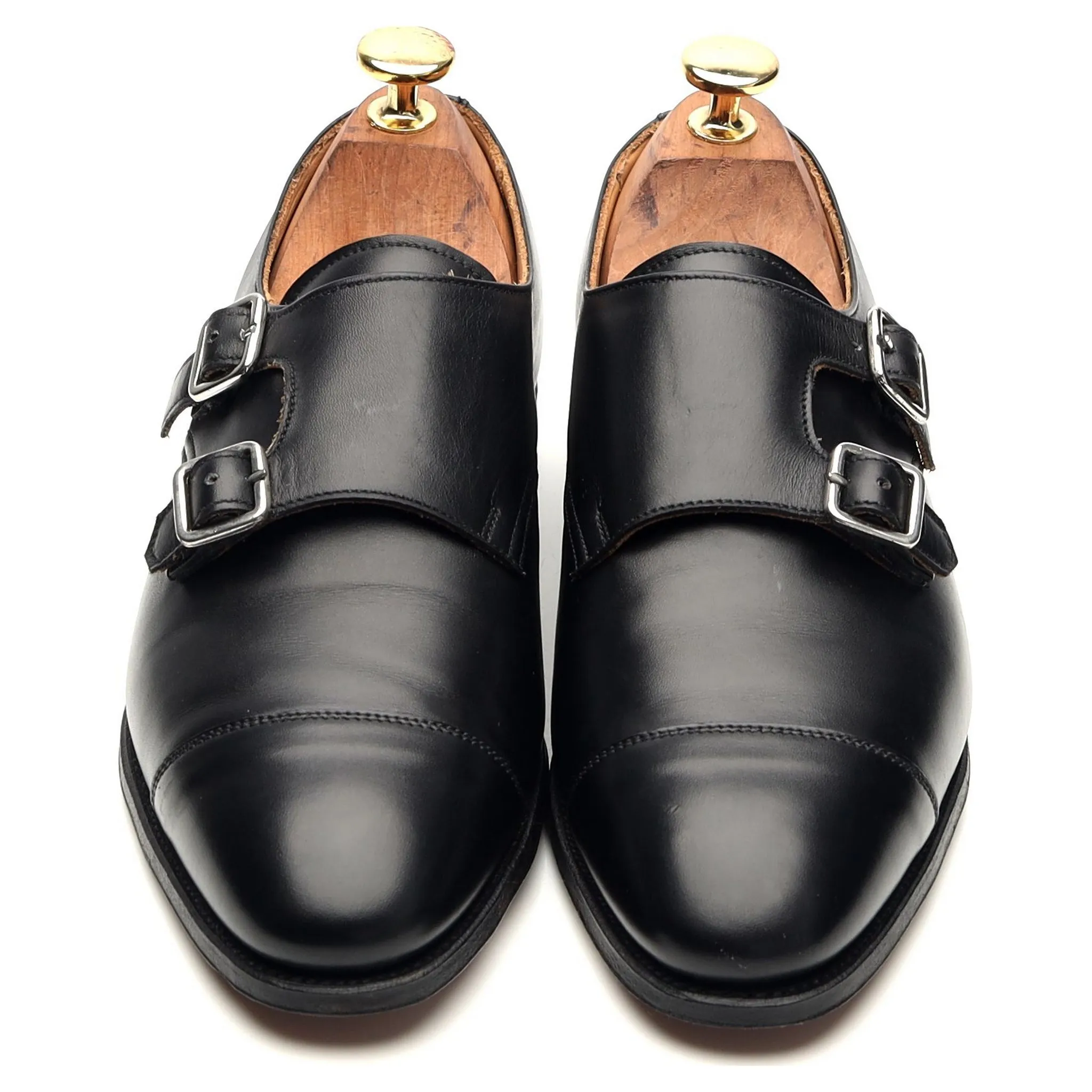 Women's 'Ruby' Black Leather Double Monk Strap UK 4.5 C