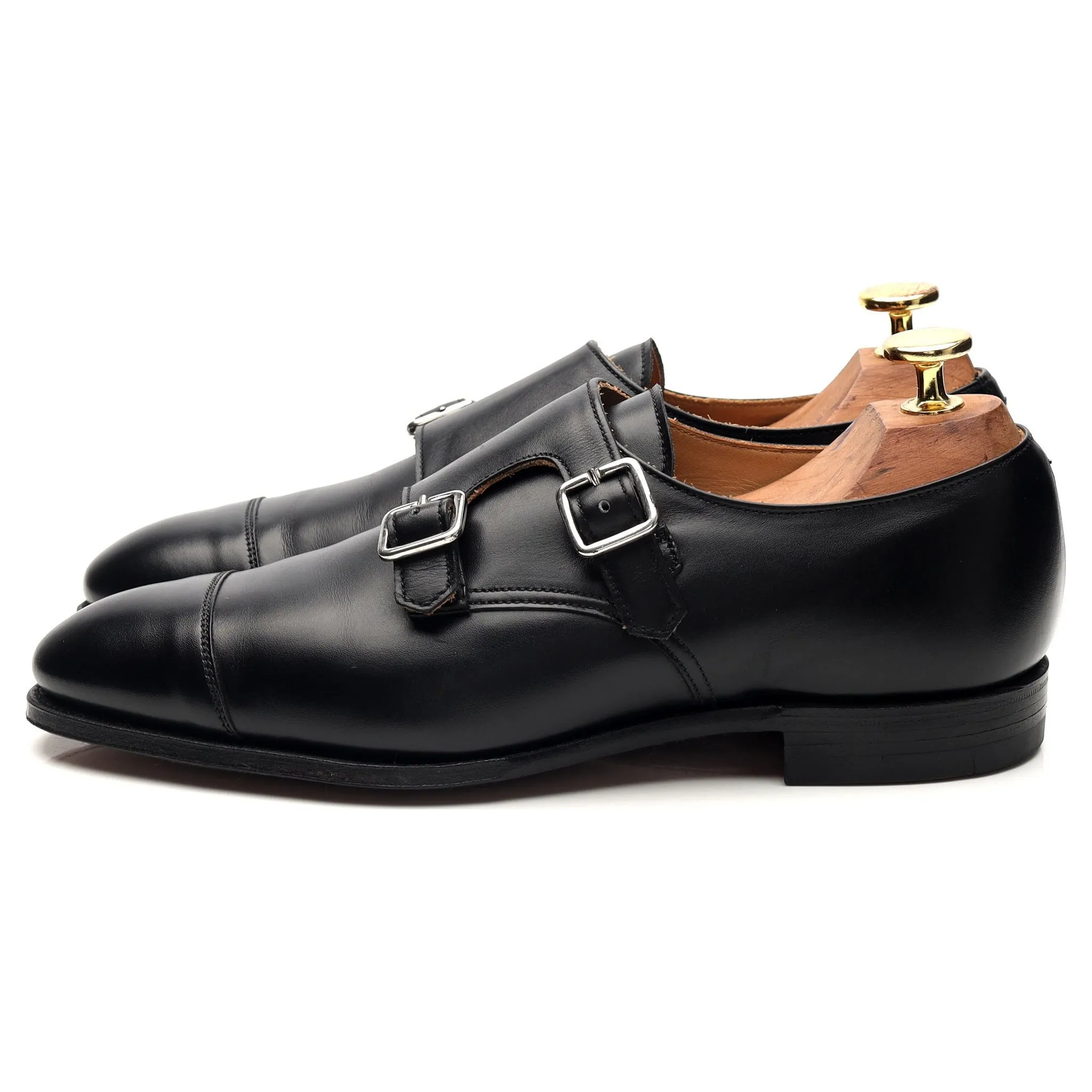 Women's 'Ruby' Black Leather Double Monk Strap UK 4.5 C