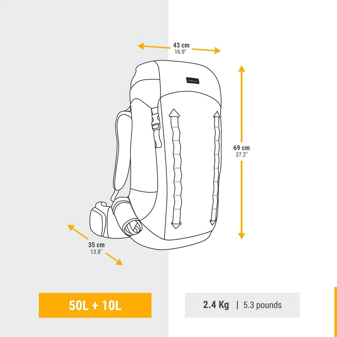 Women's Trekking Backpack 50 10 L - MT900 SYMBIUM