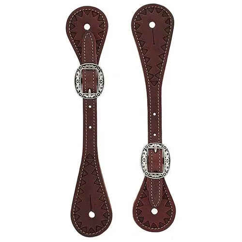 Youth Chestnut Triangle Tooled Spur Straps from Weaver Leather