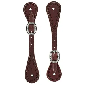 Youth Chestnut Triangle Tooled Spur Straps from Weaver Leather