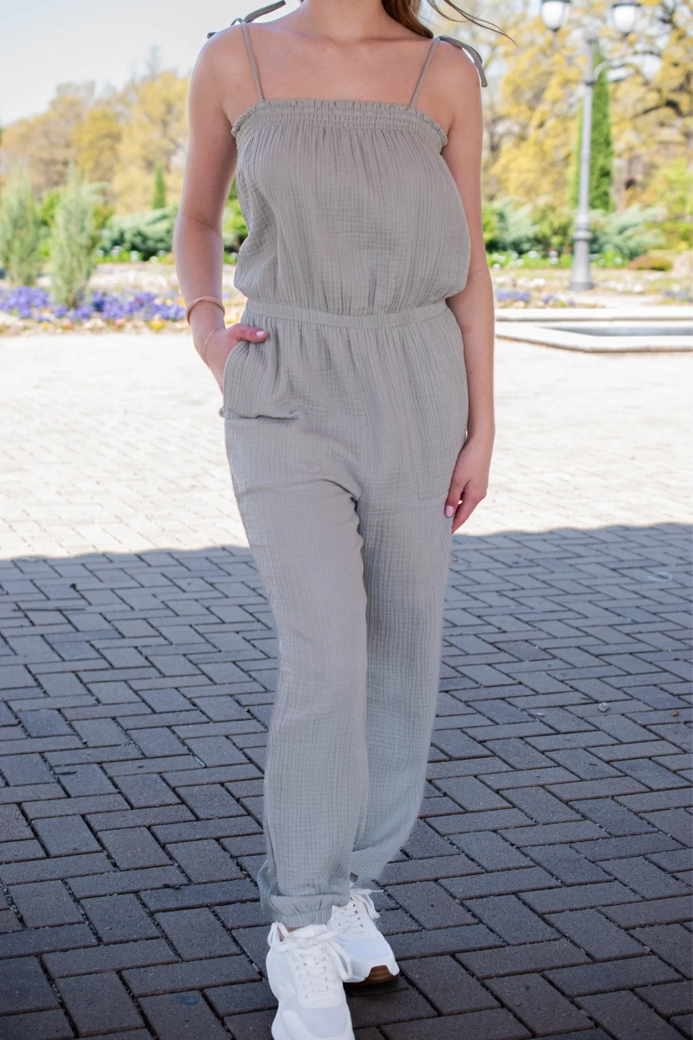 Z Supply: Kiara Gauze Jumpsuit in Pale Jade