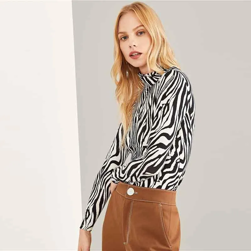 Zebra Stand Collar Shirt
