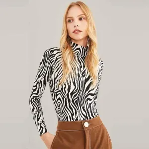 Zebra Stand Collar Shirt